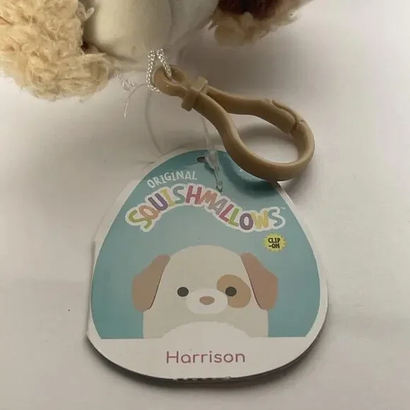 NWT SQUISHMALLOWS HARRISON THE DOG KEY CLIP 3.5” - Picture 3 of 3